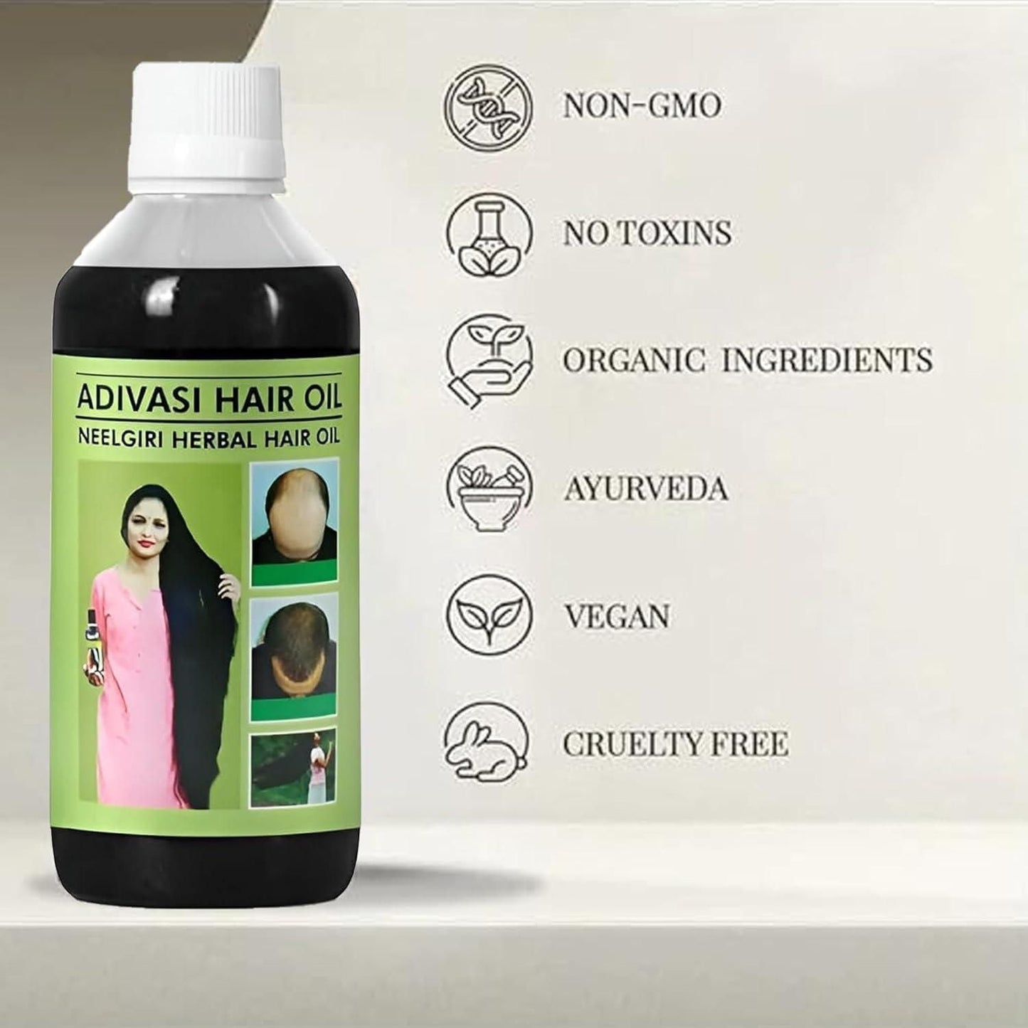 Adivasi Neelgiri Herbal Hair Oil 125 ml bottles.