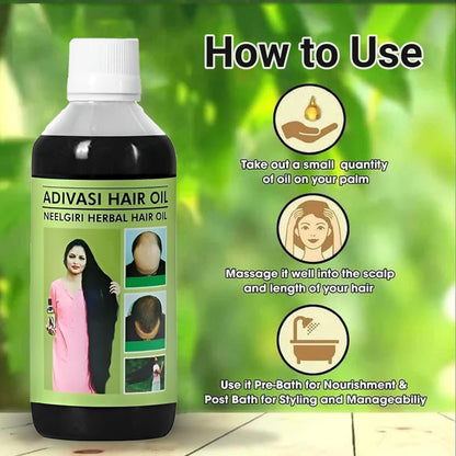 Adivasi Neelgiri Herbal Hair Oil 125 ml bottles.